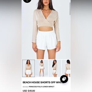 princess polly beach house shorts white